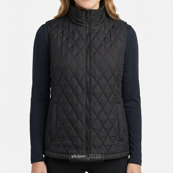 Women's time and tru quilted vest color Black size medium - Picture 4 of 9
